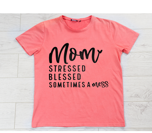 MOM Stressed & Blessed T Shirt